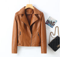 Women's Lapel Short Small Leather Coat