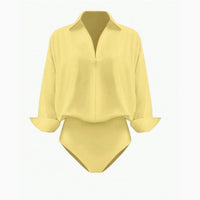 Womens Slim-fit Mandarin-collar Three-quarter-sleeve Shirt