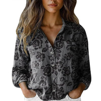 Womens V-neck Printed Blouseshirt