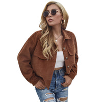 Casual Coat Women's Corduroy Short Slim Top