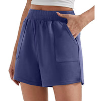 Cream Loose Waist Solid Color Sports Shorts