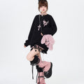 Sweet Cool Bow Bandage Heavy Industry Round Neck Loose Sweatshirt Autumn