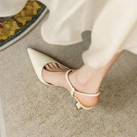 Women's Leather Buckle Stiletto Pointed Toe Sandals