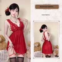 Lace Thin Split Nightdress For Women