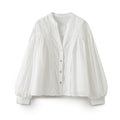 New Temperament V-neck Long Sleeve Satin Tie-dyed Pleated Irregular Shirt Women