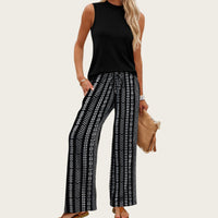 European And American-style Slim-fit Printed Casual Set