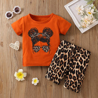 Cartoon Cute Glasses Girl Short Sleeve Two-piece Set