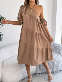 Womens Loose Flared Maxi Skirt With A Ruffled Hem