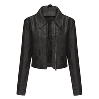 Women's Long-sleeved Fashionable Faux Leather Jacket