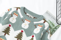 Jacquard Snowman Christmas Tree Parent-child Pullover