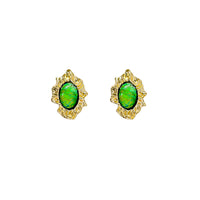 Retro New Pleated Metal Irregular Green Earrings