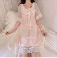 Woman Robe Nightgown Long Sleepwear Vintage Elegant Homewea