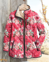 New Women's Fashion Cotton-padded Jacket Flower Digital Printing