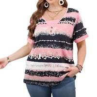 Printed Patchwork Fake Two-Piece Short-Sleeve Set