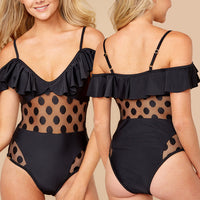 Stitched one-shoulder swimsuit