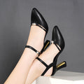 Word Buckle Block Heel High  Sandals