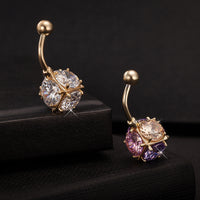 Colored square crystal ball navel ring belly button