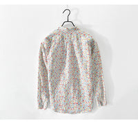 Men's Casual Long-sleeved Floral Linen Shirt Coat