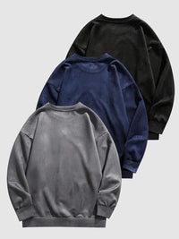 Men's Solid Drop Shoulder Suede Sweatshirt Casual Regular