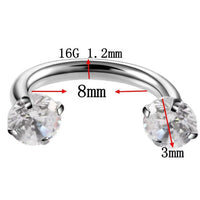 Stainless Steel Piercing Ornaments Round Double Zircon Nose Ring U-shaped Nose Ring