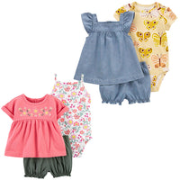 Baby Girl Short-sleeved Shorts T-shirt Three-piece Suit