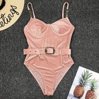 Waist buckle metal chain shoulder strap bikini