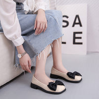 Chunky Heel Platform Loafers Spring And Summer New Retro Square Toe Bow Patent Leather Pumps Women