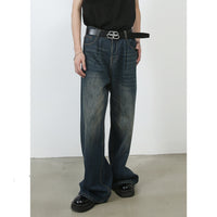 Personality Denim Men's Straight Washed I Loose Wide-leg Pants