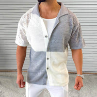 Men's Color Blocking Hollow Knit Sweater