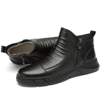 Casual top layer cowhide leather boots