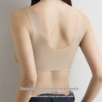 Seamless Warm Muscle Anti-gravity Wireless Fixed Cup V-neck Lifting Push Up Comfort Breathable Beauty Back Bra