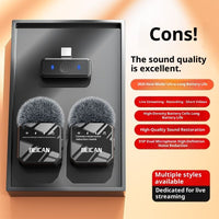 HD Wireless Lapel Microphone With No Delay For Live Outdoor Video Recording