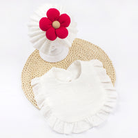 Newborn Baby Hat & Bib Set - Muslin Drool Bibs With Frilly Trim  Soft Organic Cotton Bonnet Bandana Drooling Accessories For Infants