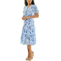 Womens Vacation Casual Fashion Floral Print Waist-Cinching Dress
