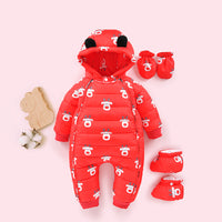 Down jacket plus velvet baby romper jumpsuit