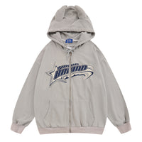 High Street Loose Spring And Autumn Patch Letter Embroidery Cardigan Sweater Hoodie