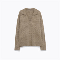 Women's V-neck Long Sleeve Knit Sweater