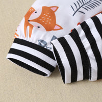 Striped short sleeve romper stitching bodysuit