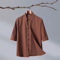 Men's New Crepe Half-sleeved Stand-up Collar Shirt