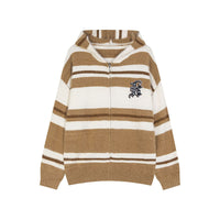 American Patch Letter Stripes Mohair Cardigan Hoodie