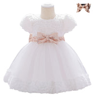 Flower sequin bow wash dress one year old clothes