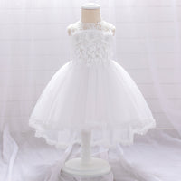Flower girl dress lace flower pearl one-year-old dress