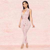 Printed sexy halter jumpsuit women