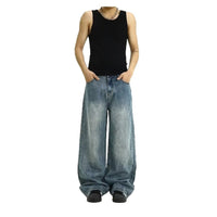 Street-style Vintage Washed Blue Jeans American Style