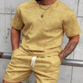 Mens Casual Outdoor Sports Printed Short-Sleeve Top And Shorts Two-Piece Set