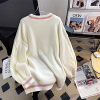 Japanese Sweet Heart Buckle Temperament Youthful-looking Sweater