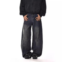 Mens American-Style Vintage Washed Bootcut Jeans