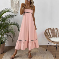 Sweet Solid-Color Strap Dress For Women