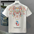 Men's Cotton Crew-Neck Versatile Ethnic-Style Embroidered Short-Sleeve T-Shirt