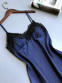 V-neck lace hem strap nightdress